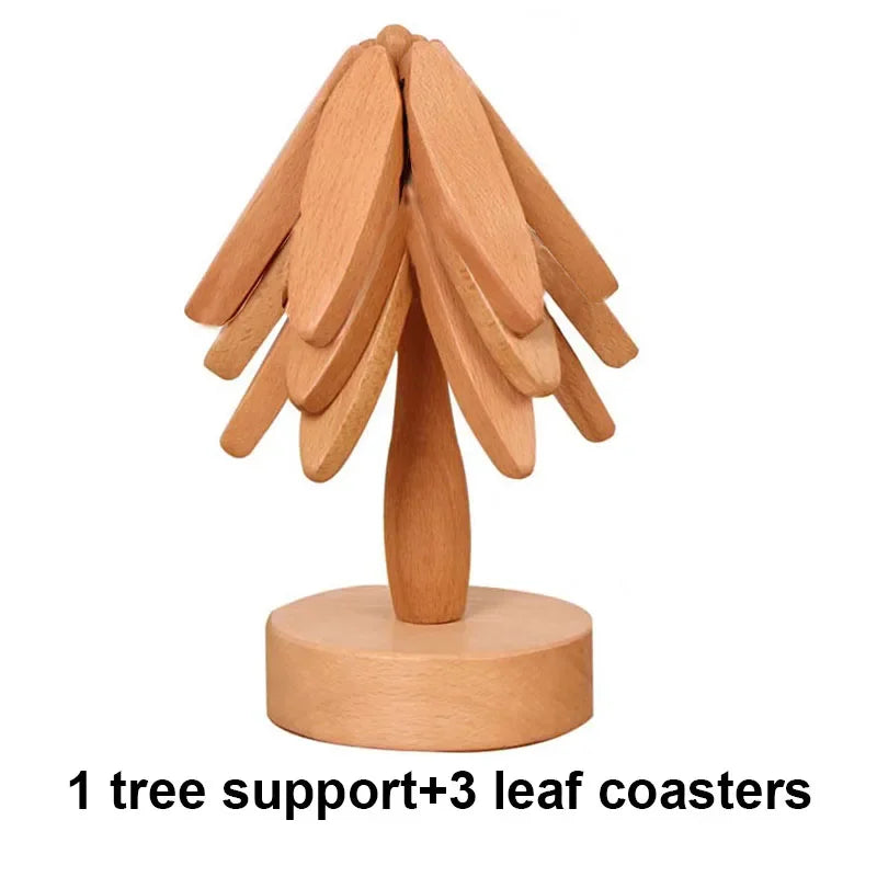 Natural Bamboo Tree Trivet Set – Heat-Resistant Table Mats