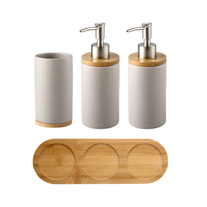 Elegant Ceramic Bathroom Trio – Soap Dispenser, Toothbrush Holder & Tumbler Set