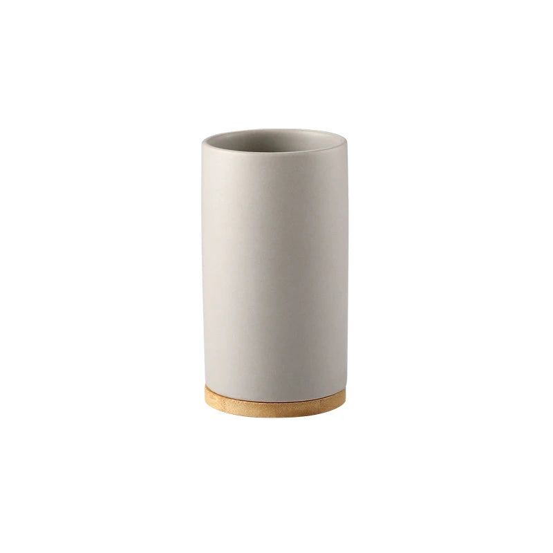 Elegant Ceramic Bathroom Trio – Soap Dispenser, Toothbrush Holder & Tumbler Set