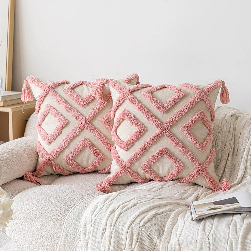 Pink Plush Cushion Cover for Cosy Elegance