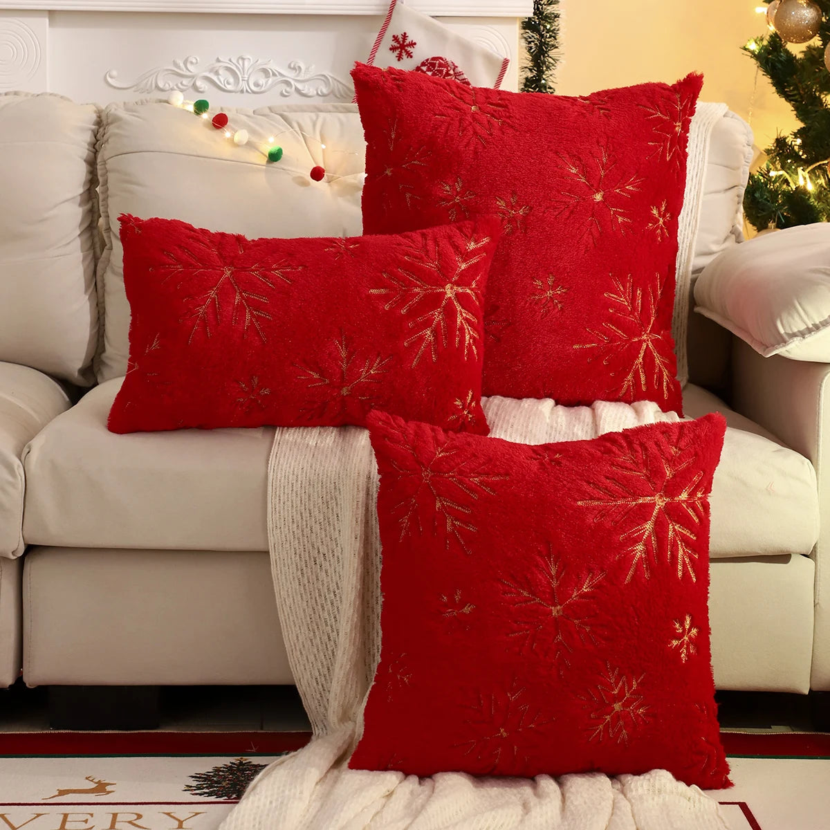 Snowflake Plush Christmas Cushion Cover