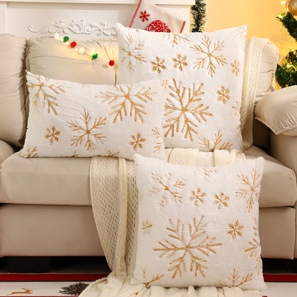 Snowflake Plush Christmas Cushion Cover