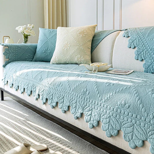 Cotton Jacquard Sofa Protector with Timeless Style