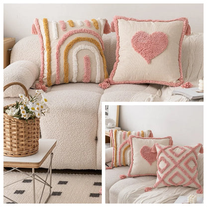 Pink Plush Cushion Cover for Cosy Elegance