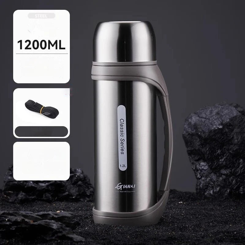 HeatGuard 1.2L Portable Thermos – Outdoor Travel & Camping Kettle
