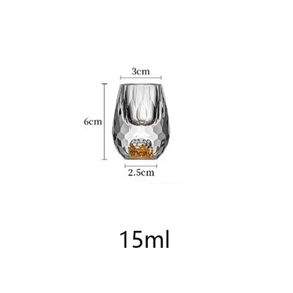 Imperial Crystal Gold Foil Glassware – Deluxe Shot Cups for Spirits & Tea