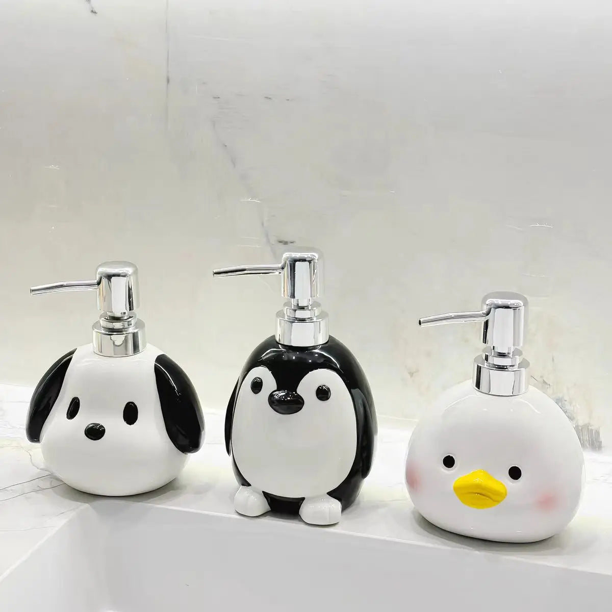 Ensemble distributeur de savon Penguin Elegance – Accessoires de salle de bain de luxe 