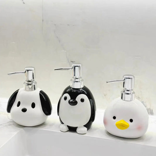 Penguin Elegance Soap Dispenser Set – Luxury Bathroom Accessories