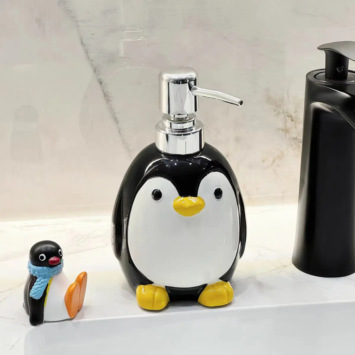 Ensemble distributeur de savon Penguin Elegance – Accessoires de salle de bain de luxe 