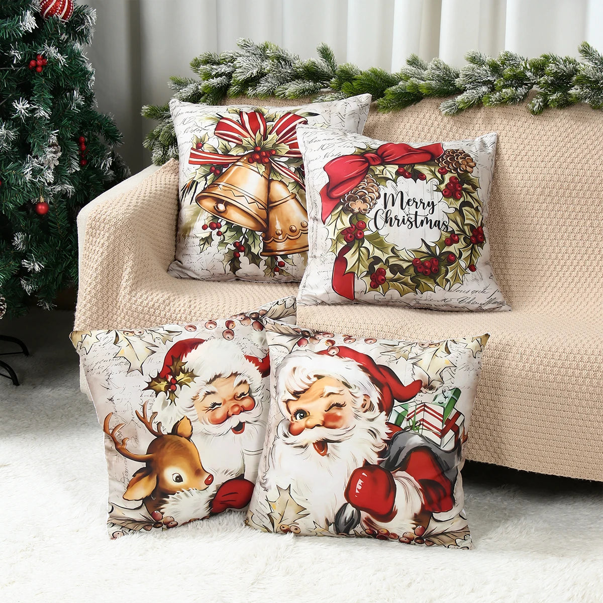 Merry Moments Pillow Covers – Holiday Magic for Your Sofa