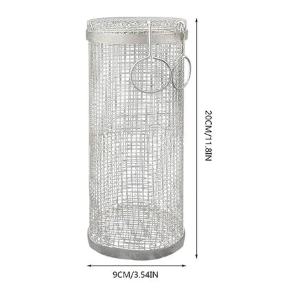 Stainless Steel BBQ Rolling Basket – Portable Outdoor Grill Cylinder