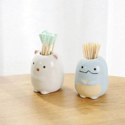 Bonito soporte de cerámica para cepillos de dientes y organizador de maquillaje para el hogar. 