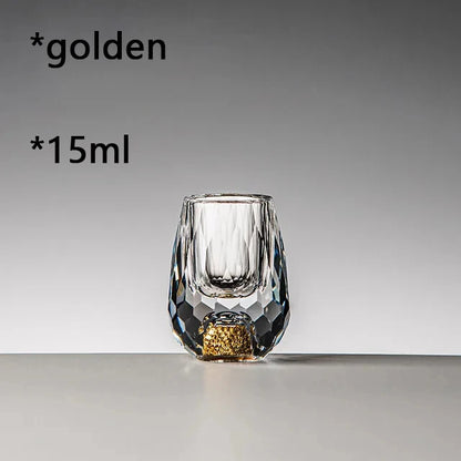 Imperial Crystal Gold Foil Glassware – Deluxe Shot Cups for Spirits & Tea