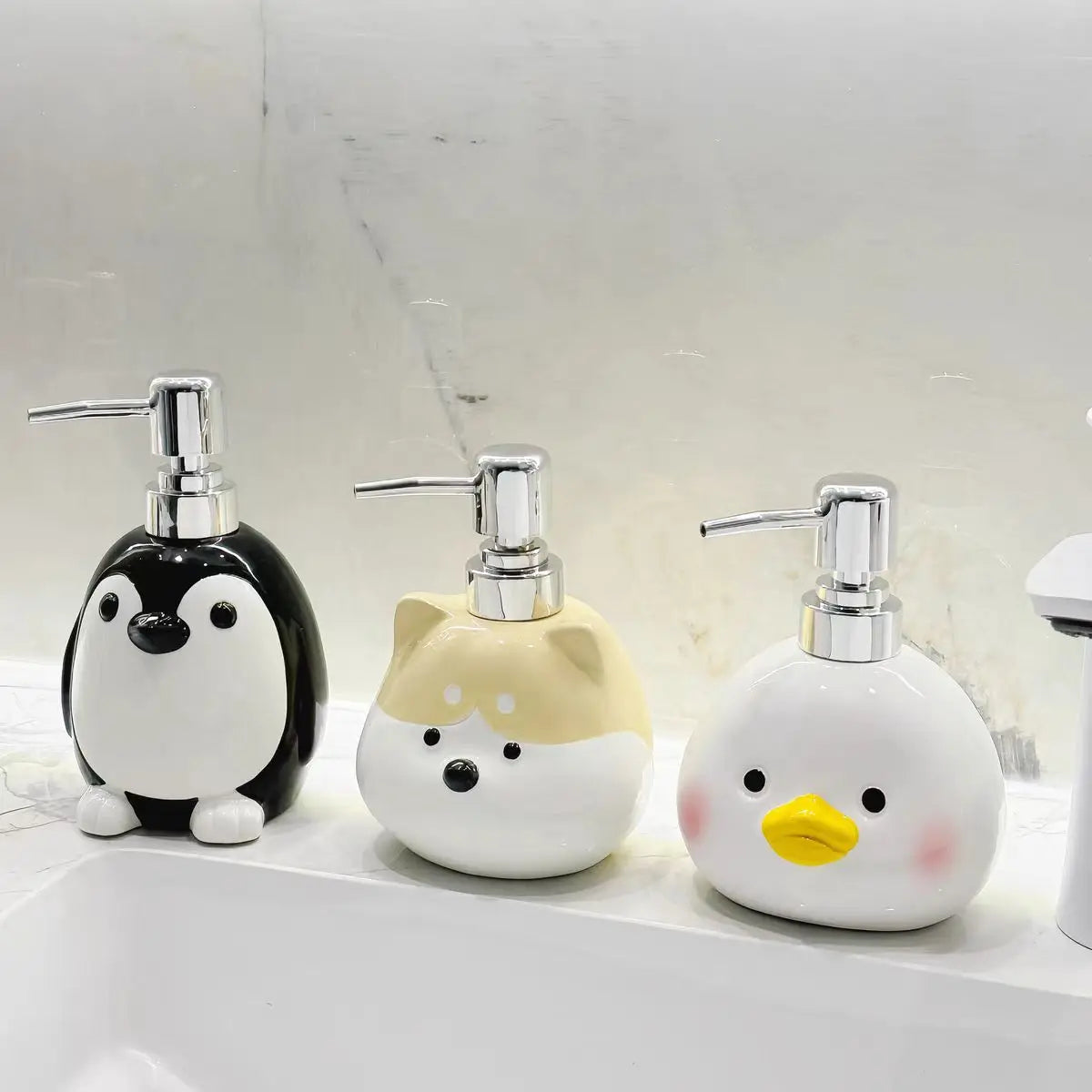 Ensemble distributeur de savon Penguin Elegance – Accessoires de salle de bain de luxe 