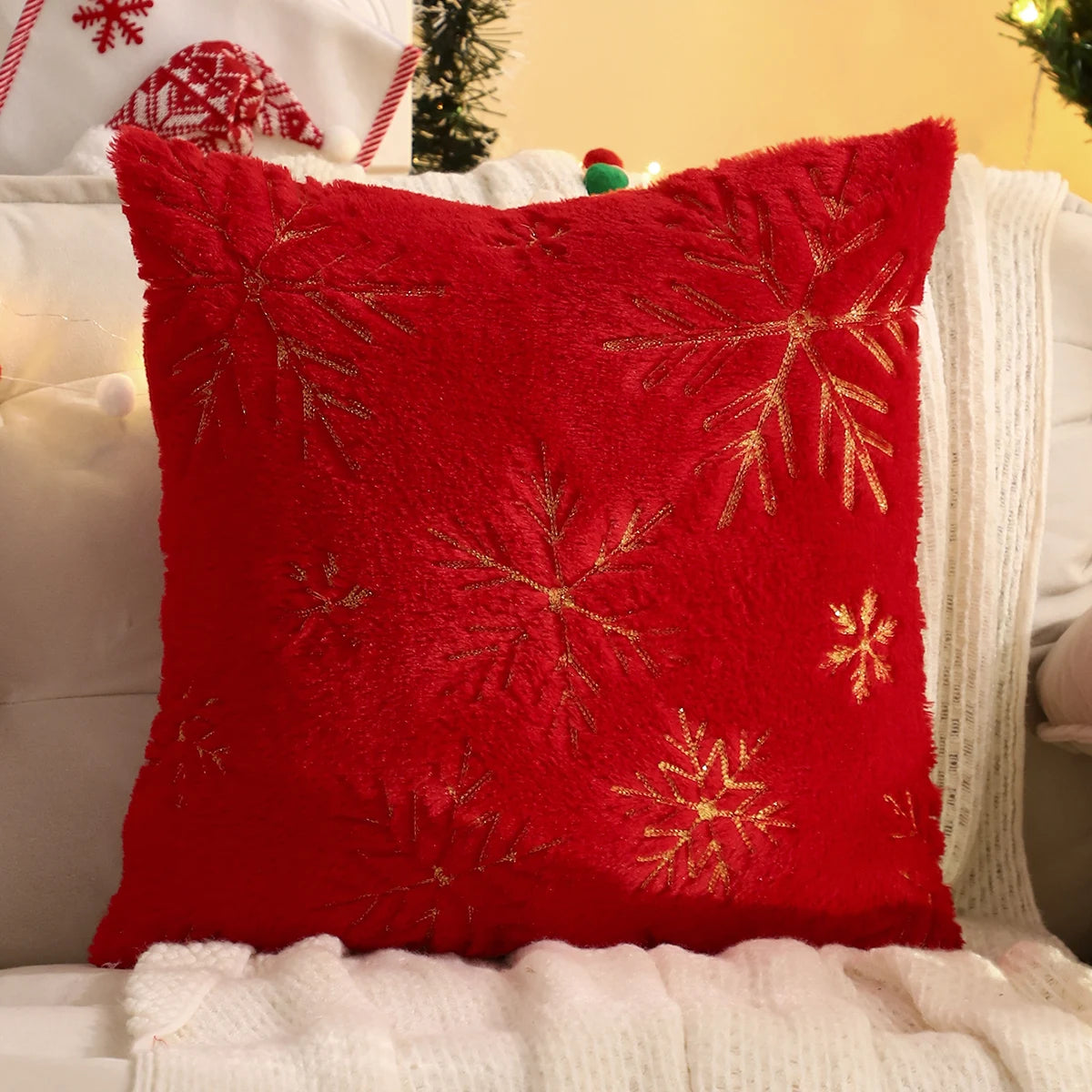 Snowflake Plush Christmas Cushion Cover