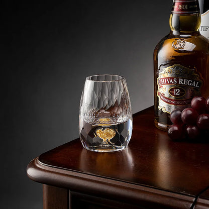 Imperial Crystal Gold Foil Glassware – Deluxe Shot Cups for Spirits & Tea
