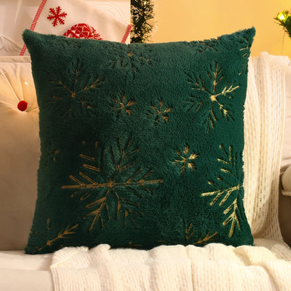 Snowflake Plush Christmas Cushion Cover
