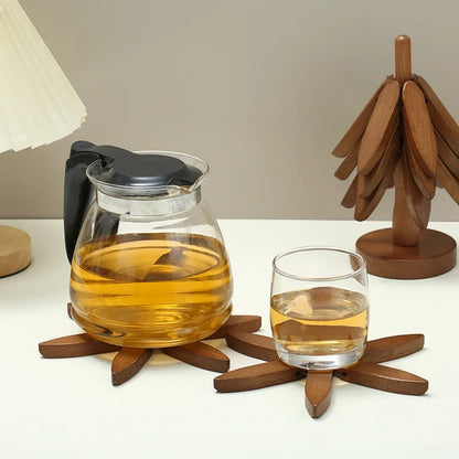 Natural Bamboo Tree Trivet Set – Heat-Resistant Table Mats