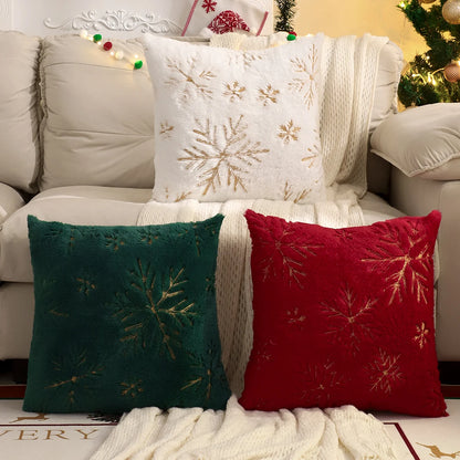 Snowflake Plush Christmas Cushion Cover